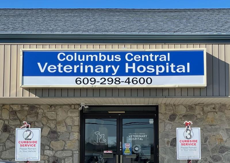 Carousel Slide 1: Columbus Central Veterinary Hospital Exterior Front Entrance